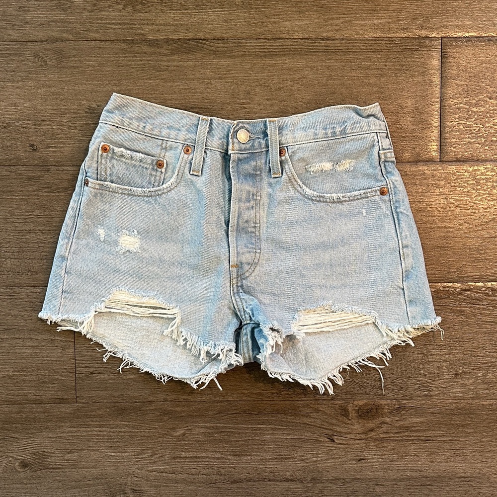 Levi's Light Blue Distressed Jean Shorts